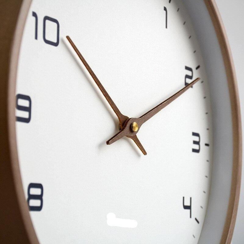 Scandinavian Minimalist Wall Clock with Wood Finish