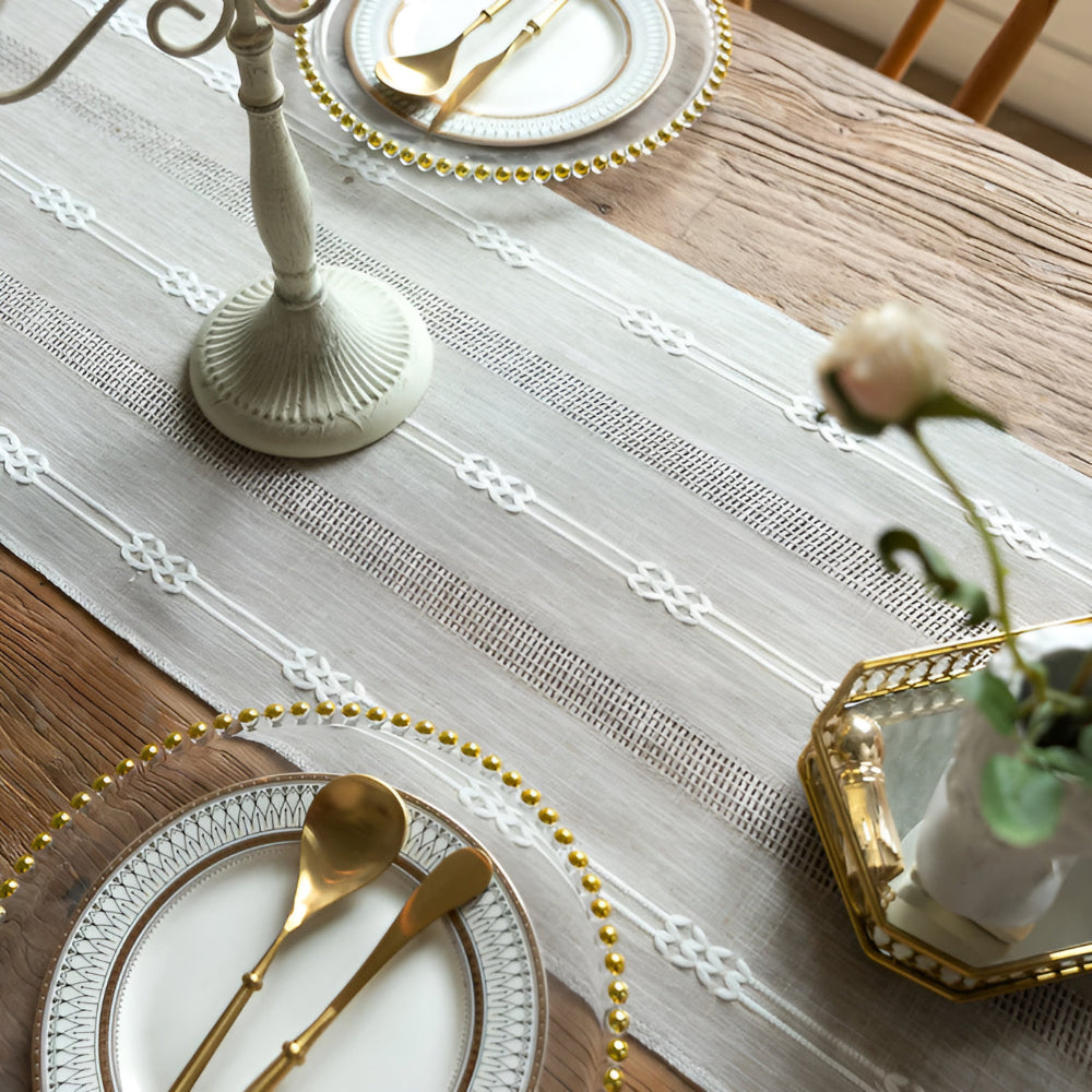 Woven Microfiber Tassel Table Runner