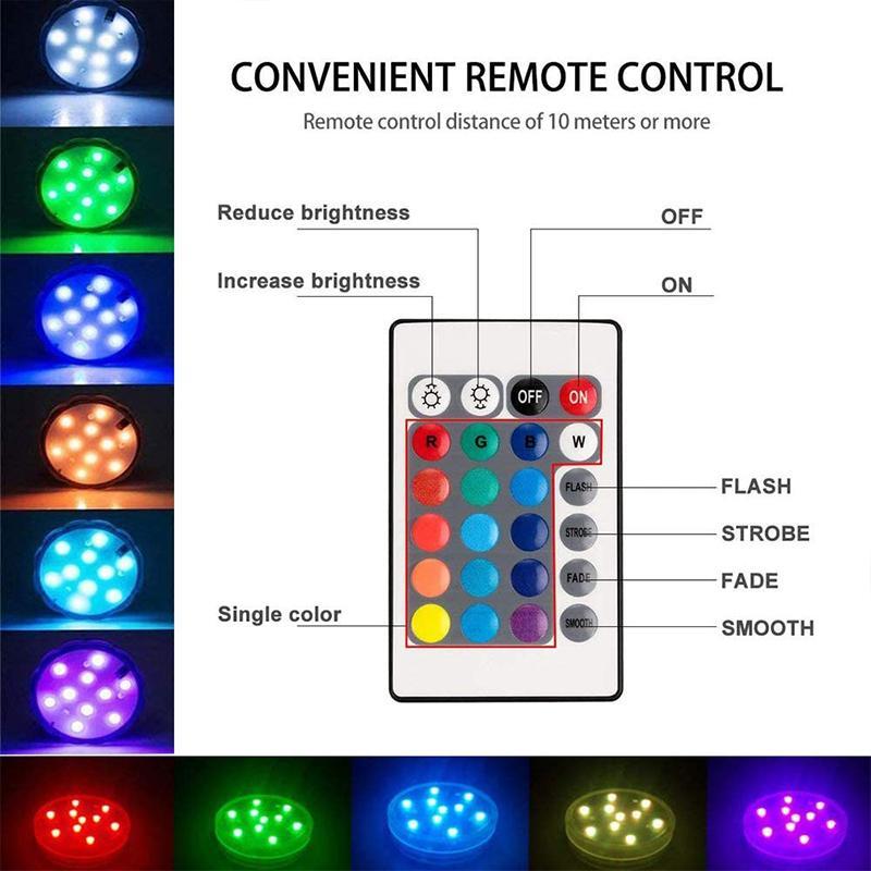 Remote Control Waterproof LED Pool Lights with Magnetic Suction