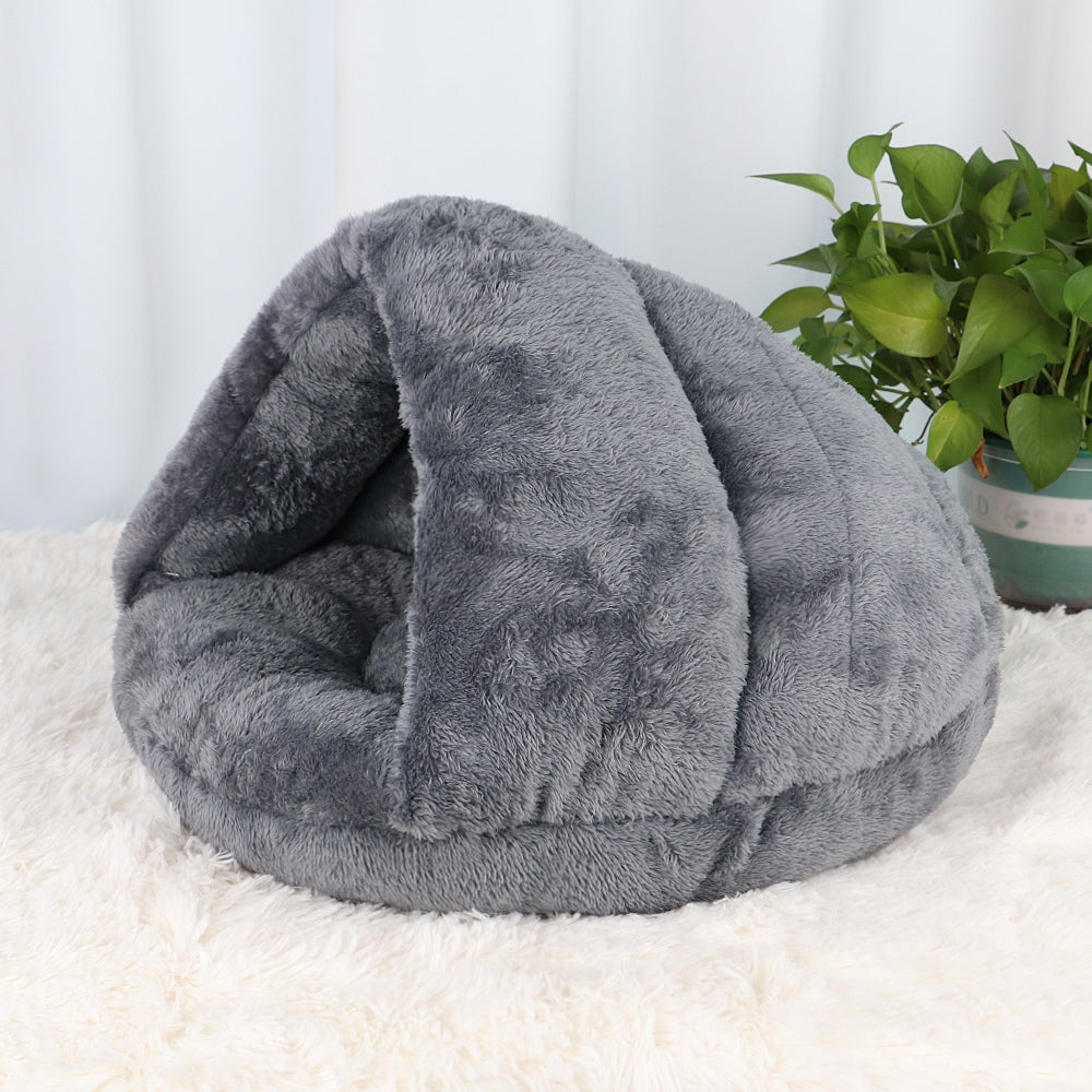Cozy Polar Fleece Pet Cave Bed for Cats and Small Dogs