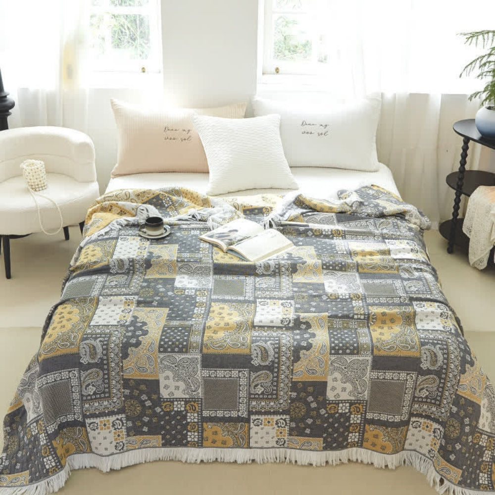 Mosaic Pattern Lightweight Cotton Gauze Blanket