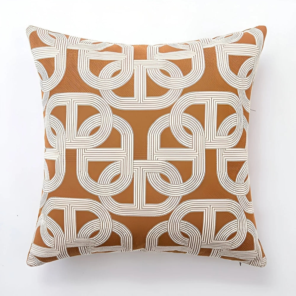 Embroidered Modern Interlock Pattern Cushion Cover