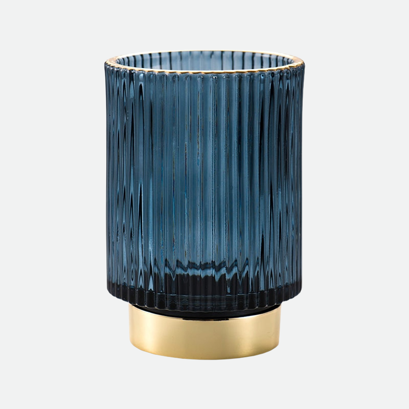 Gold Foil Glass Makeup Organizer with Textured Finish