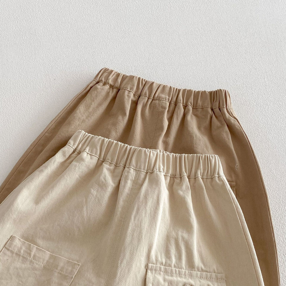Comfortable Cotton Blend Cargo Pants for Toddlers and Kids with Pockets