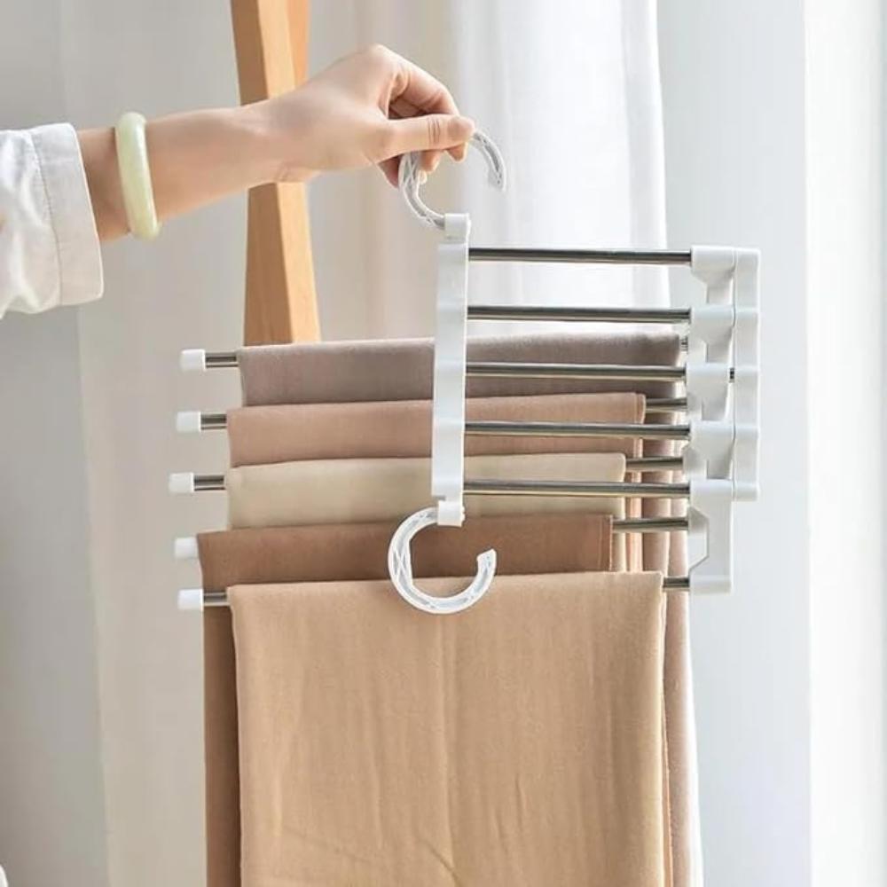 Foldable Stainless Steel Pants Rack for 5 Trousers and Jeans