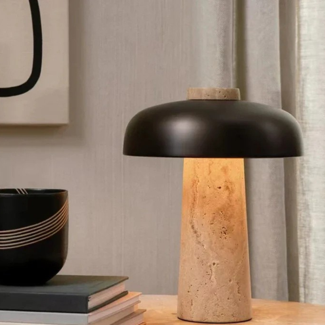 Luxury Travertine LED Table Lamp with Warm Ambient Light