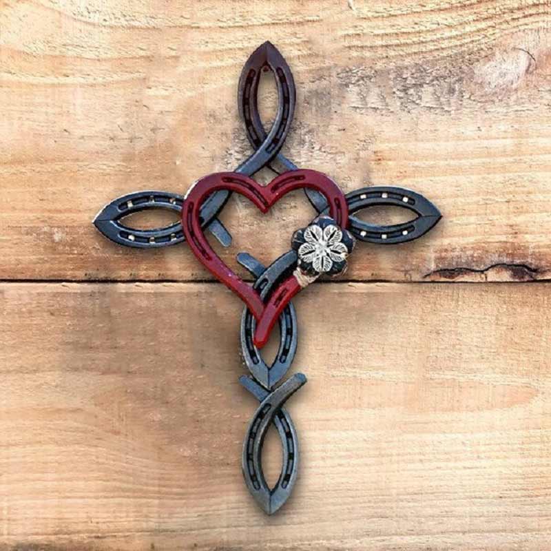 Horseshoe Wreath with Heart and Galvanized Welcome Sign