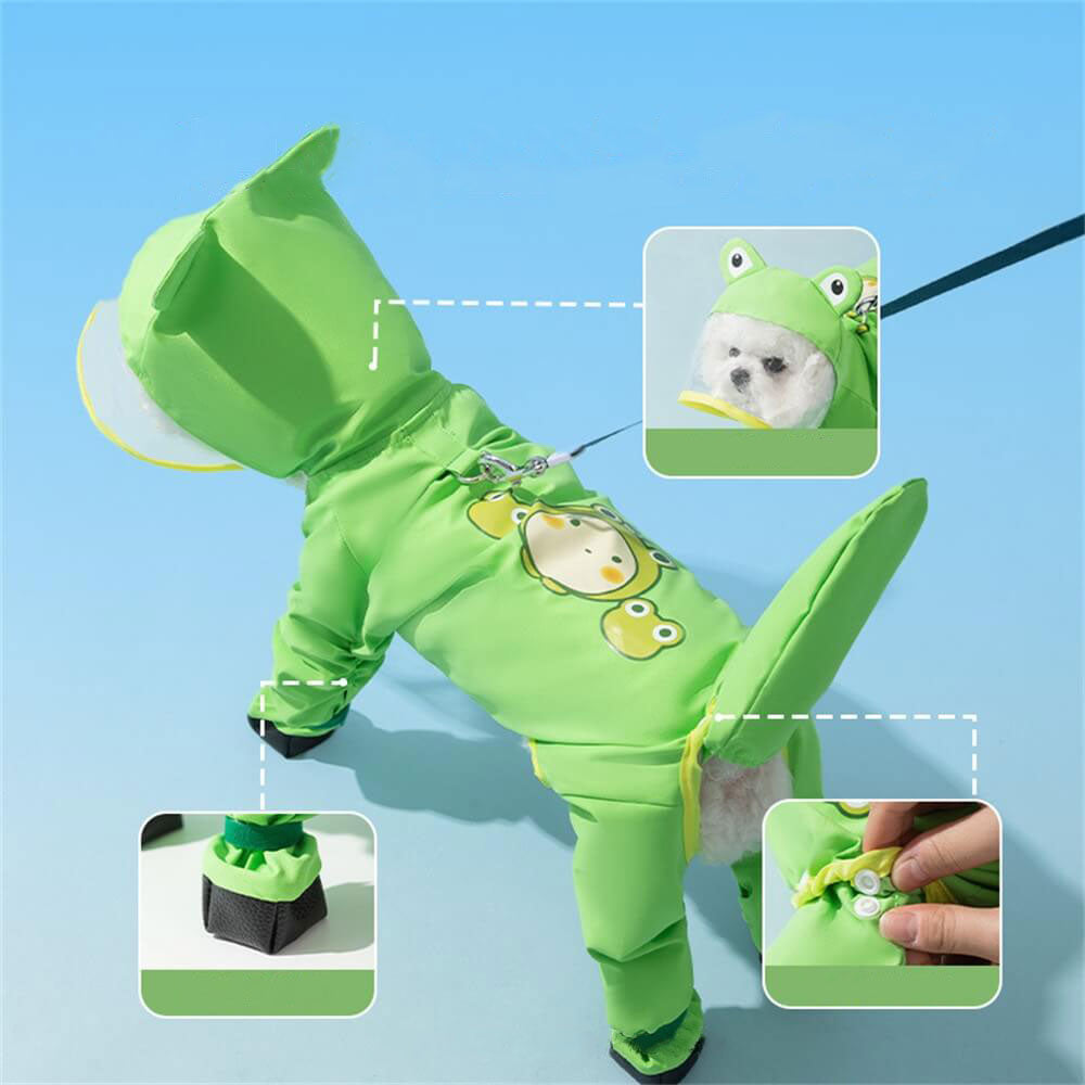 Waterproof Full Body Dog Raincoat with Animal Design