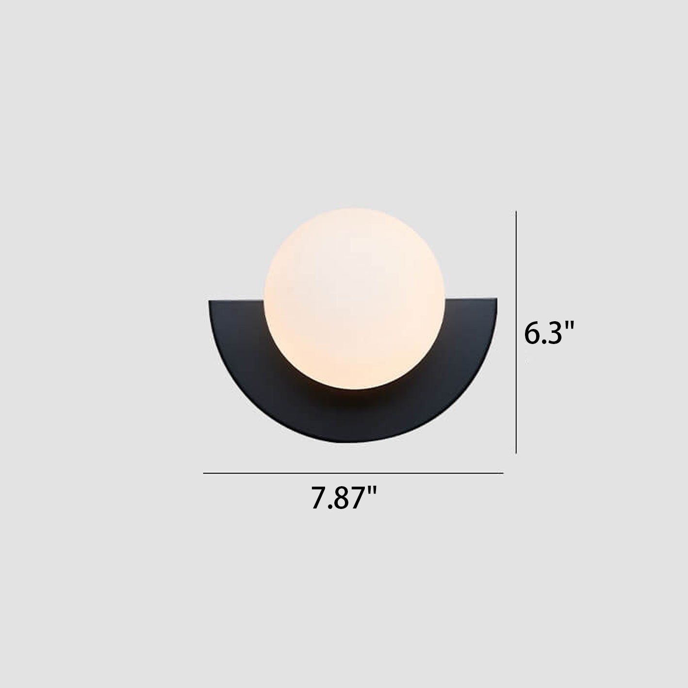 Modern Minimalist Glass Globe Wall Sconce with Semi-Circle Base