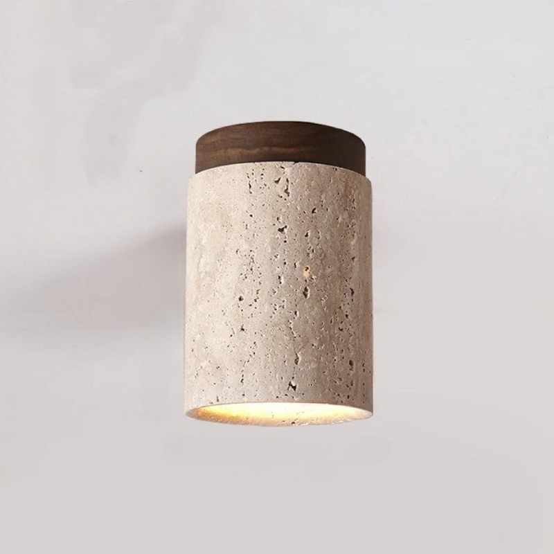 Integrated Travertine Ceiling Light for Hallways and Stairs