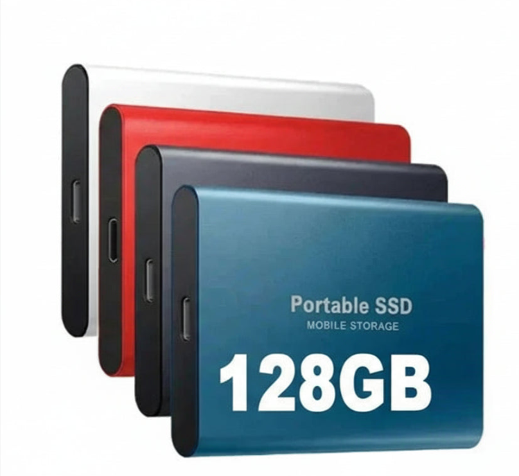 Portable 128GB SSD External Drive with USB-C for Multi-Device Use