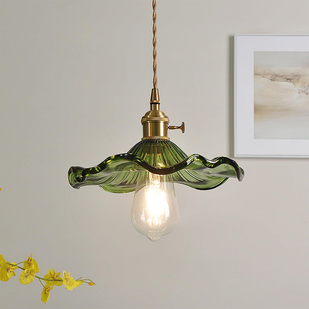 Hibiscus Flower Glass Pendant Light