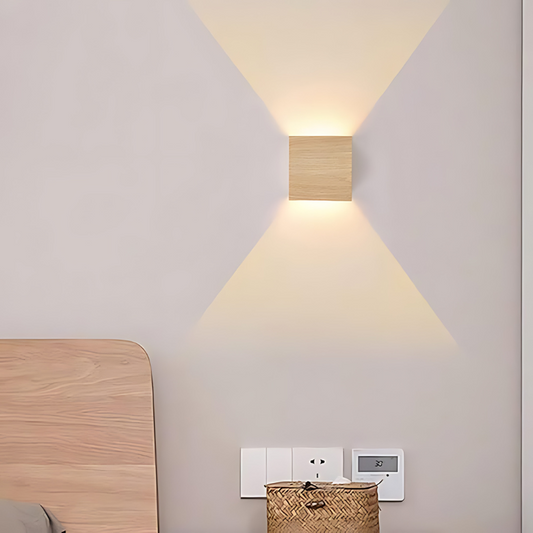 Scandinavian Square Wooden Wall Lamp with LED Light