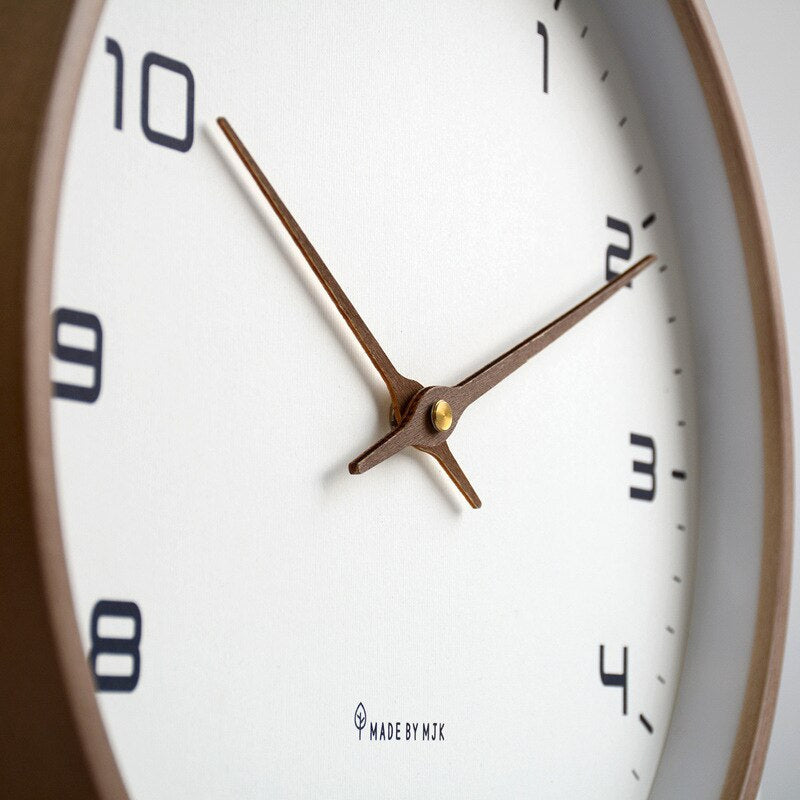 Scandinavian Solid Wood Wall Clock in Brown or Cream