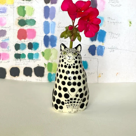 Dotted Cat Ceramic Vase for Flowers