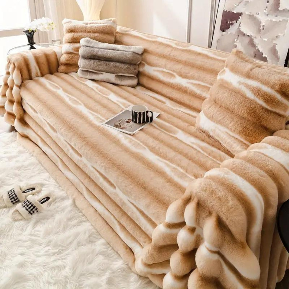 Plush Velvet Faux Fur Sofa Cover