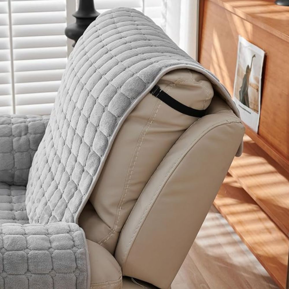 Quilted Microfiber Recliner Cover with Storage Pocket
