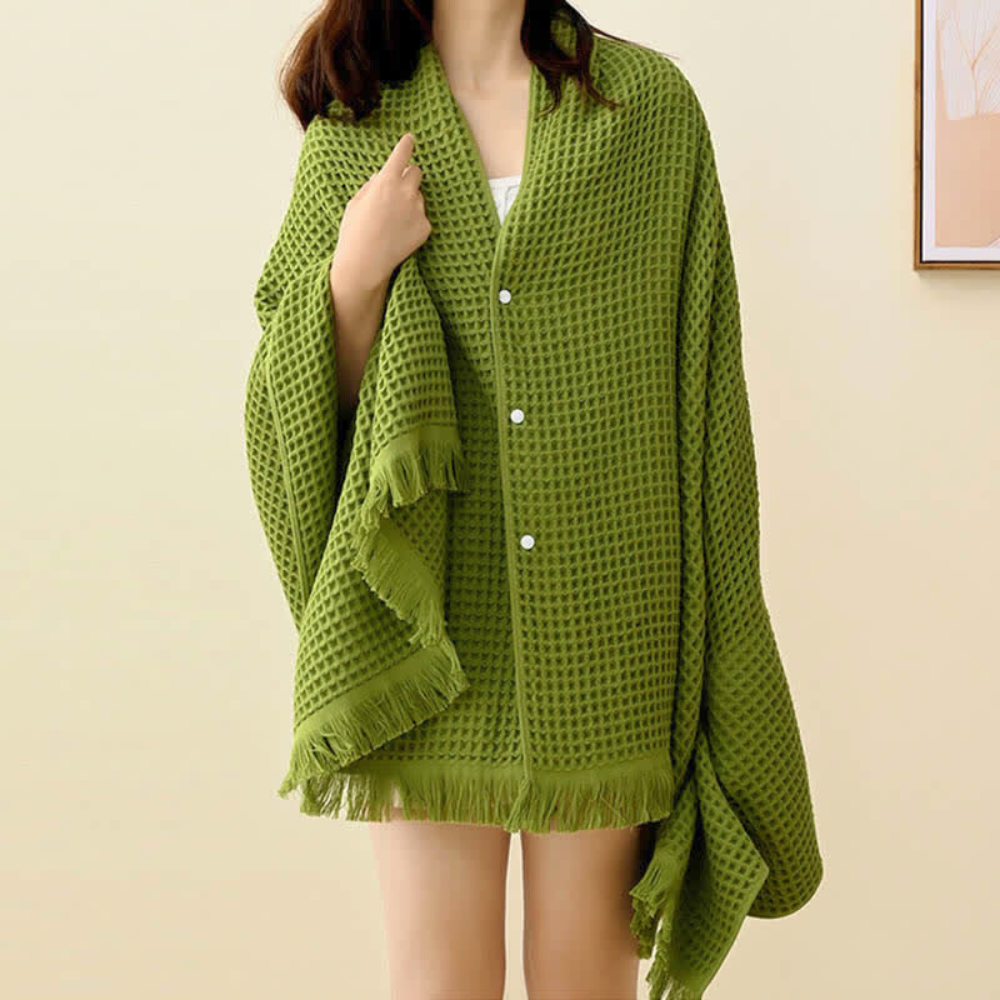 Pure Cotton Waffle Shawl Bath Towel 35x71 Inches