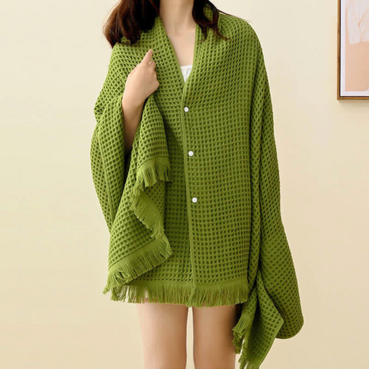 Pure Cotton Waffle Shawl Bath Towel 35x71 Inches
