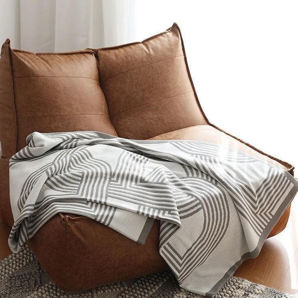 Reversible Geometric Knit Blanket in Ultra-Soft Fabric