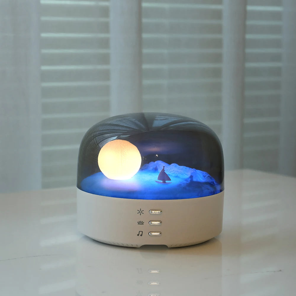 3D Moon LED Night Light Speaker with Rechargeable Battery