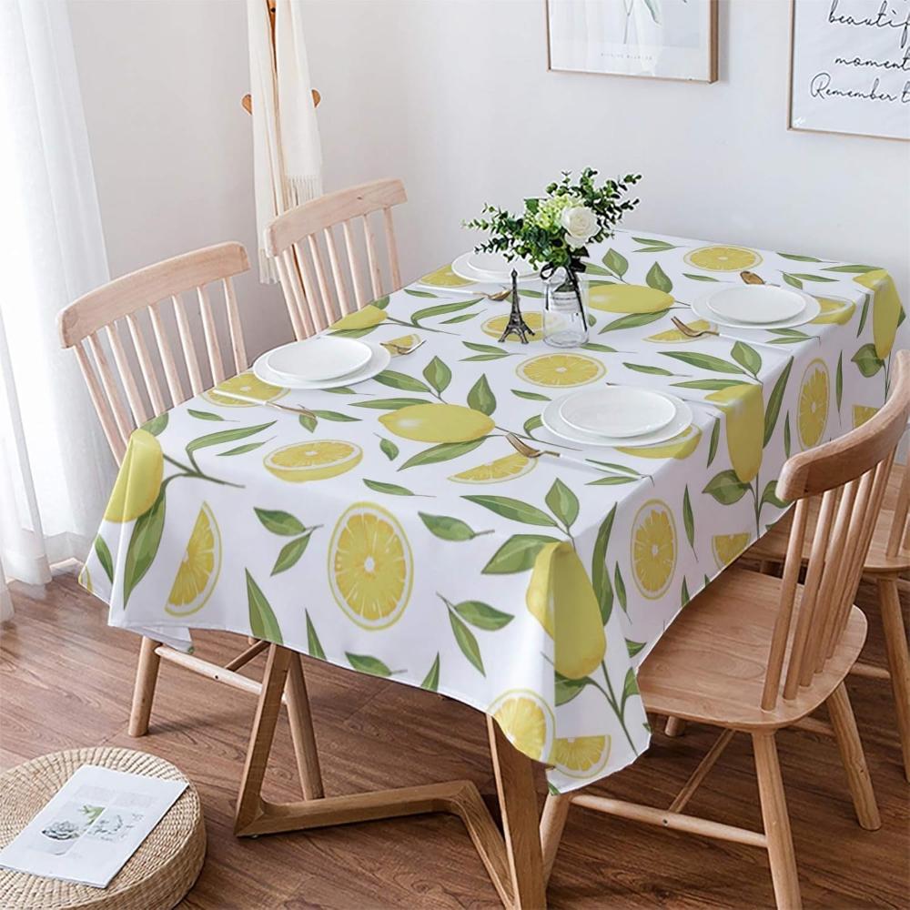 Lemon Leaf PVC Tablecloth for Indoor and Outdoor Use