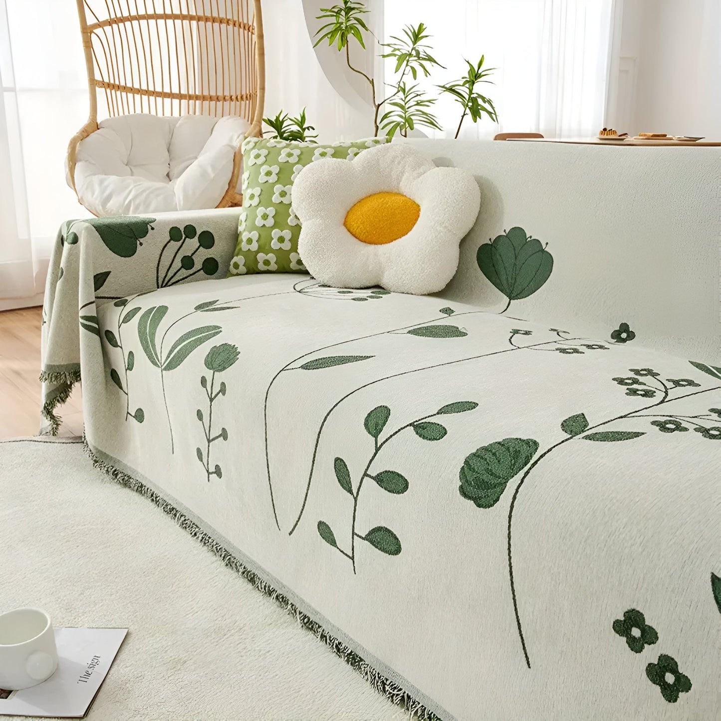Reversible Floral Microfiber Sofa Cover