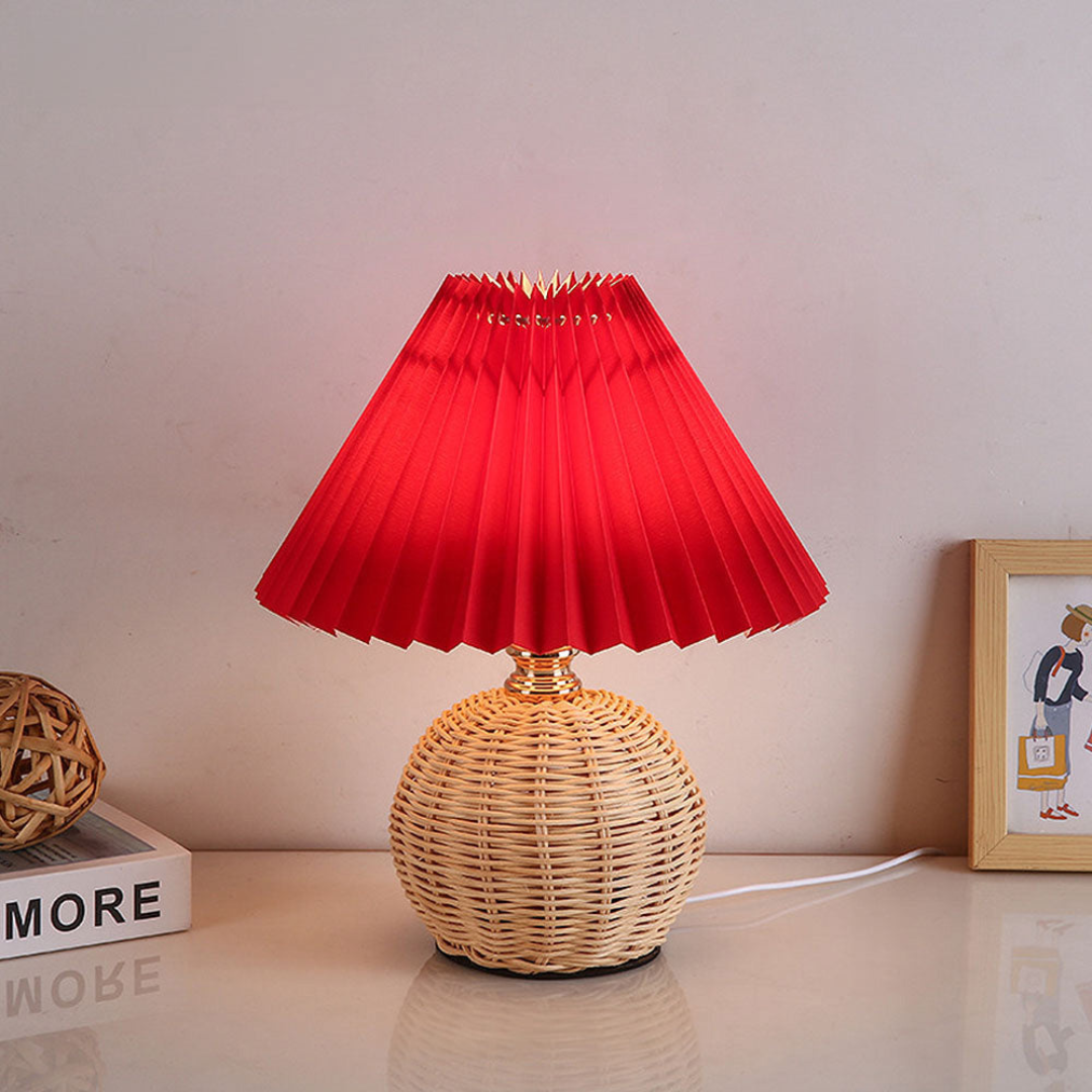 Modern Table Lamp with White Pleated Fabric Shade