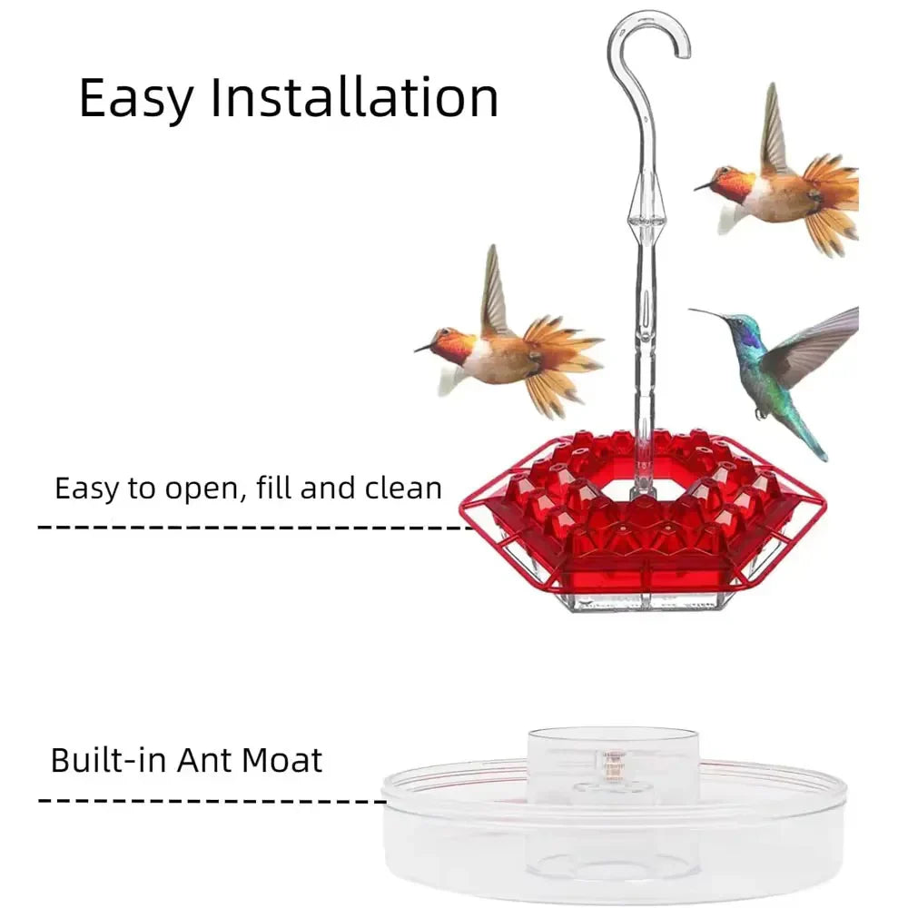 Ant Proof Hummingbird Feeder with Integrated Moat and 30 Feeding Ports