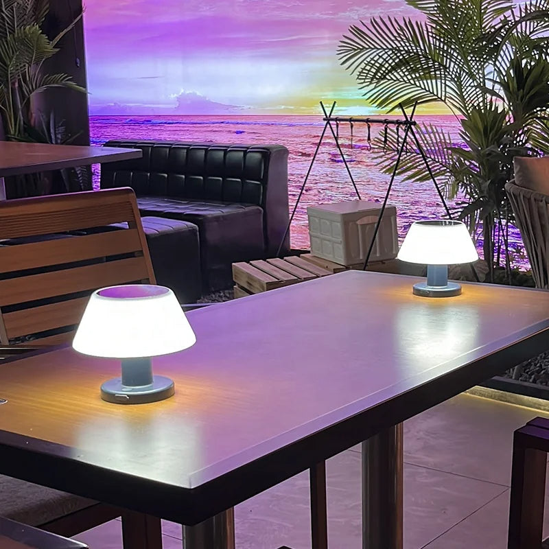Solar-Powered LED Table Lamp for Indoor and Outdoor Use