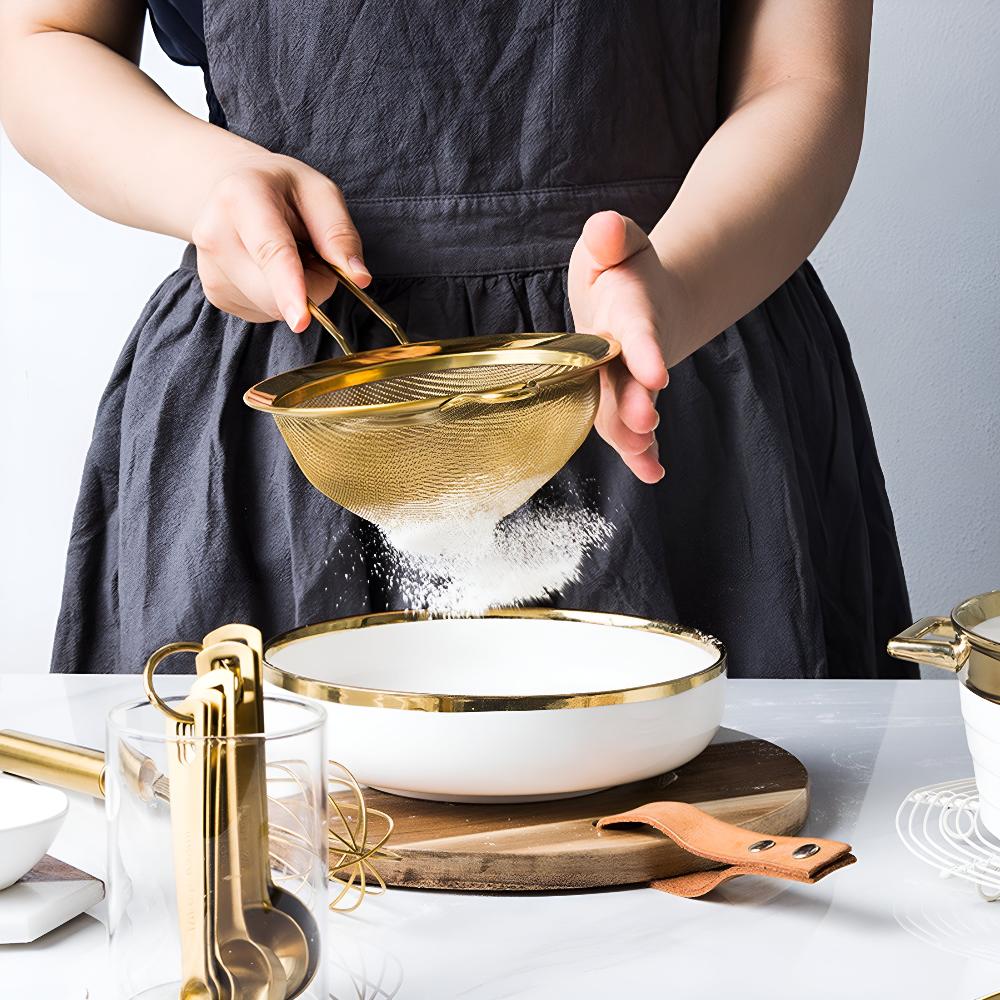Gold Plated Stainless Steel Fine Mesh Strainer