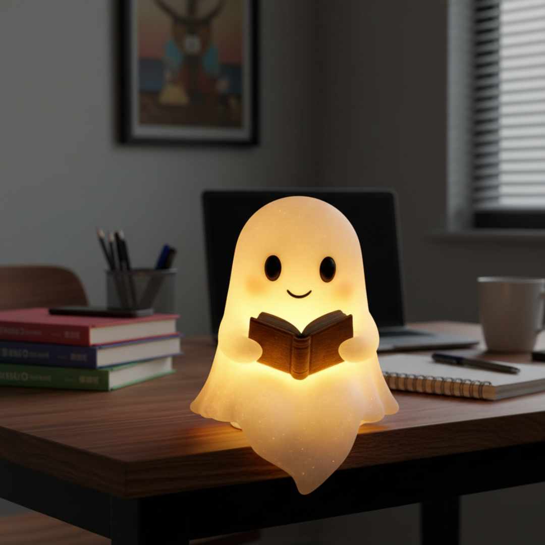 Handmade Ghost Night Light Lamp with Warm White Glow