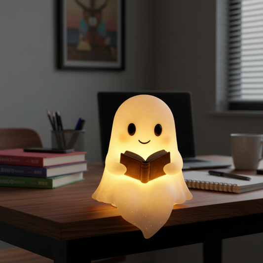 Handmade Ghost Night Light Lamp with Warm White Glow
