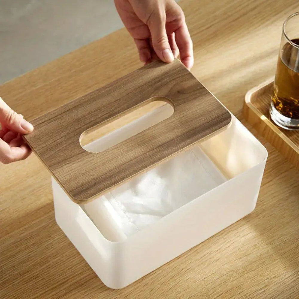 Minimalist Bamboo Lid Tissue Holder