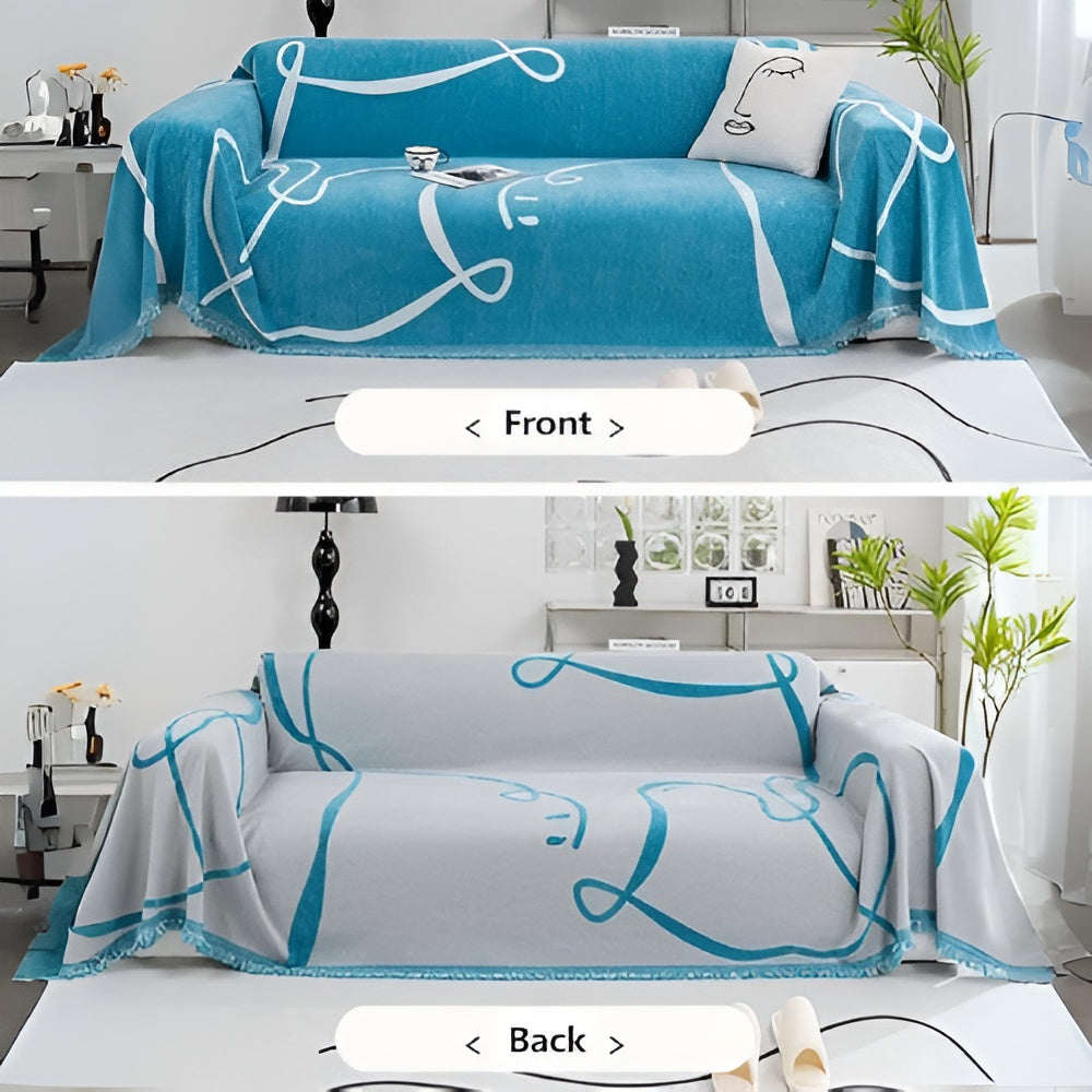 Reversible Abstract Chenille Sofa Cover