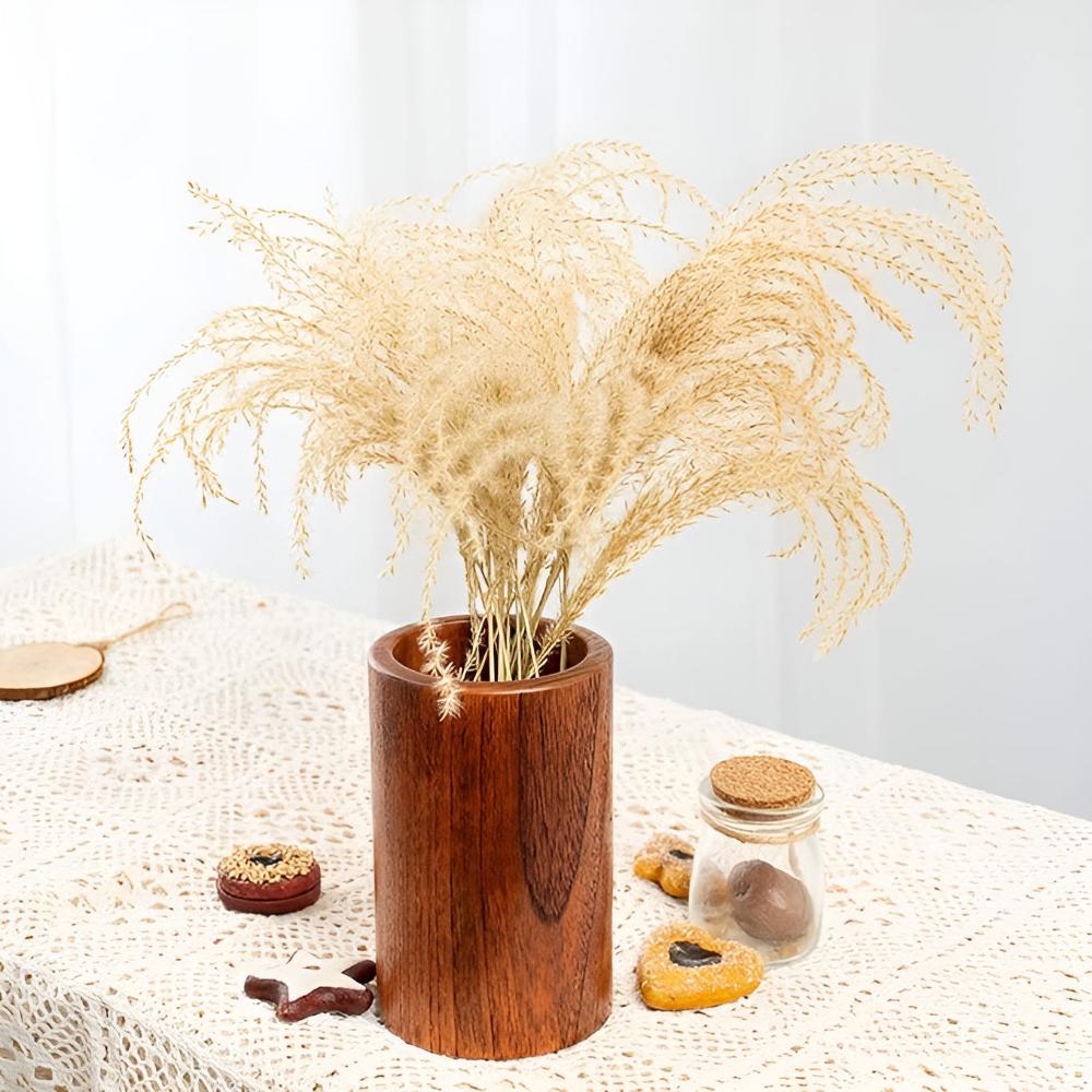 Natural Wood Utensil Holder with Frosted Finish