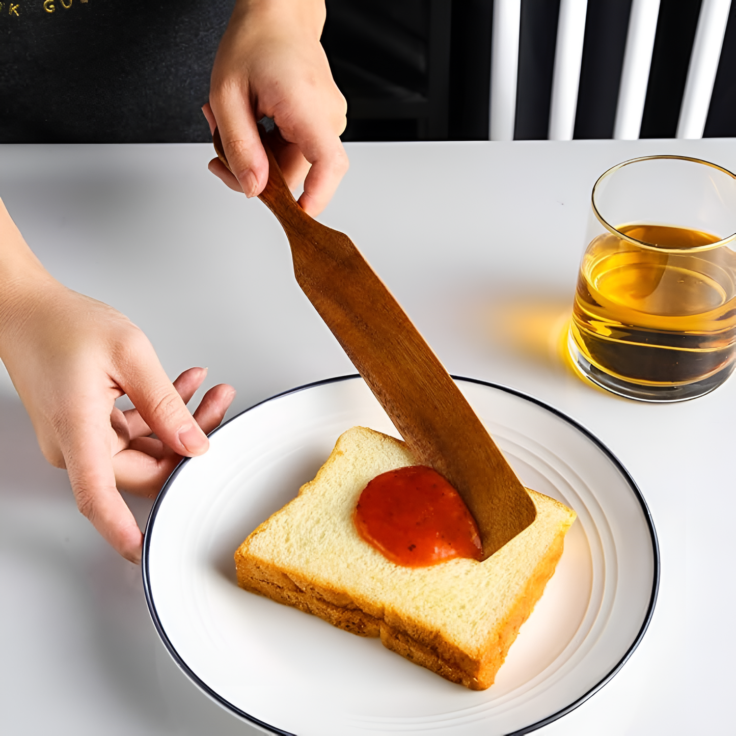 Non-Stick Teak Wooden Spatula Set with Ergonomic Grip