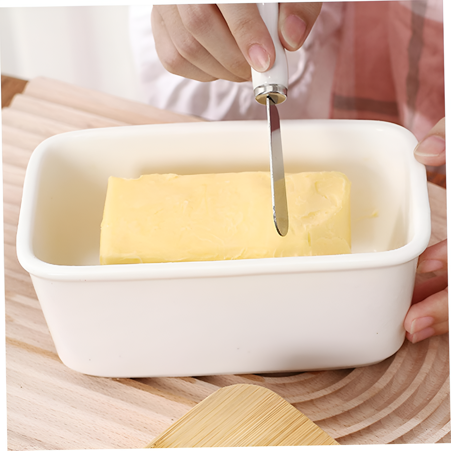 Sleek Ceramic Butter Cutter Container