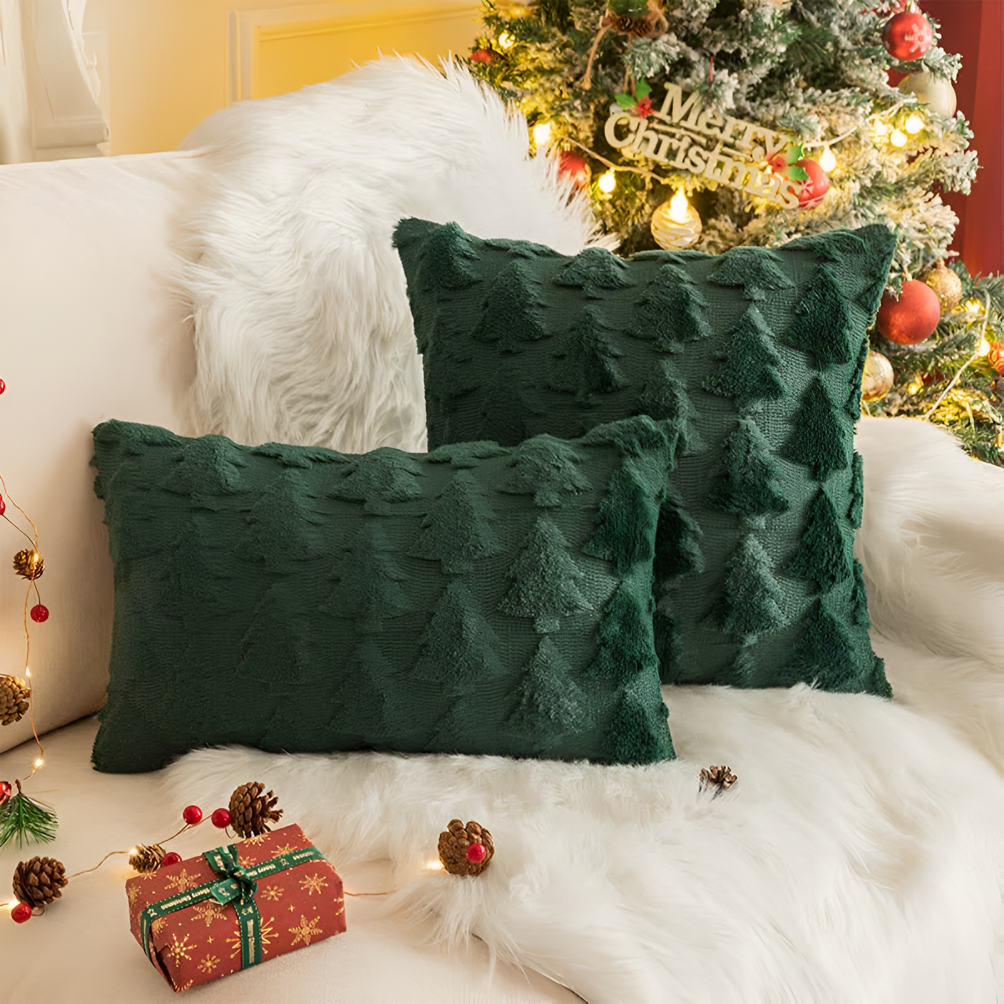 Plush Christmas Tree Pillowcases - Soft and Fluffy