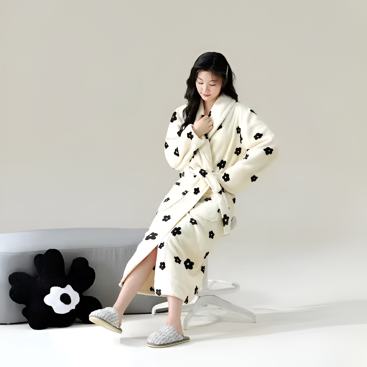 Ultra-Soft Fleece Bathrobe with Sherpa Trim