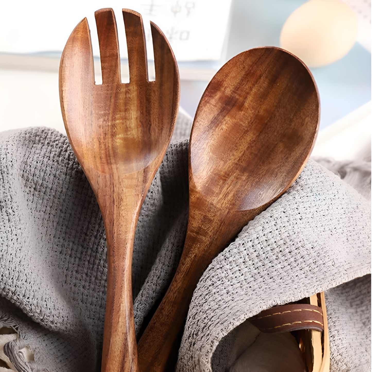 Rustic Acacia Wood Salad Serving Set - 2 Piece