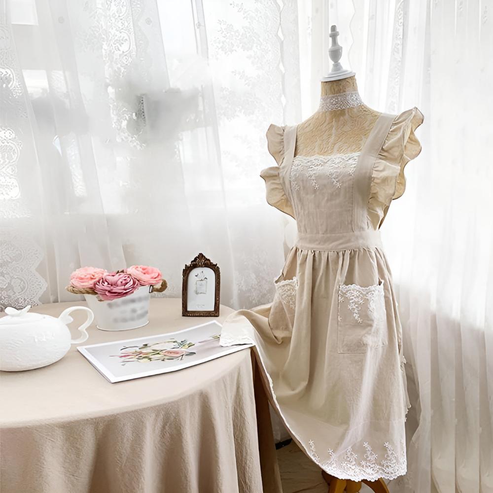 Blush Ruffle Apron with Cross-Back Straps