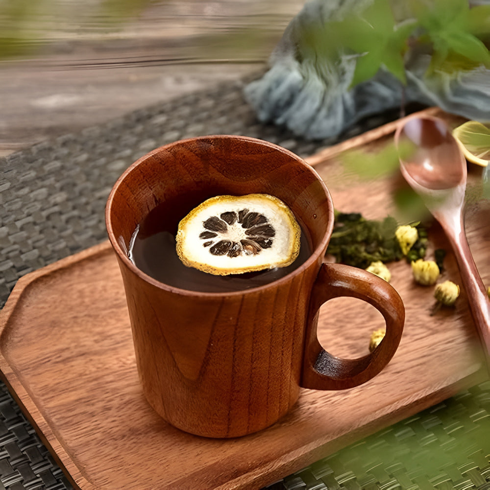 Rustic Handcrafted Japanese Wooden Mug for Hot and Cold Drinks