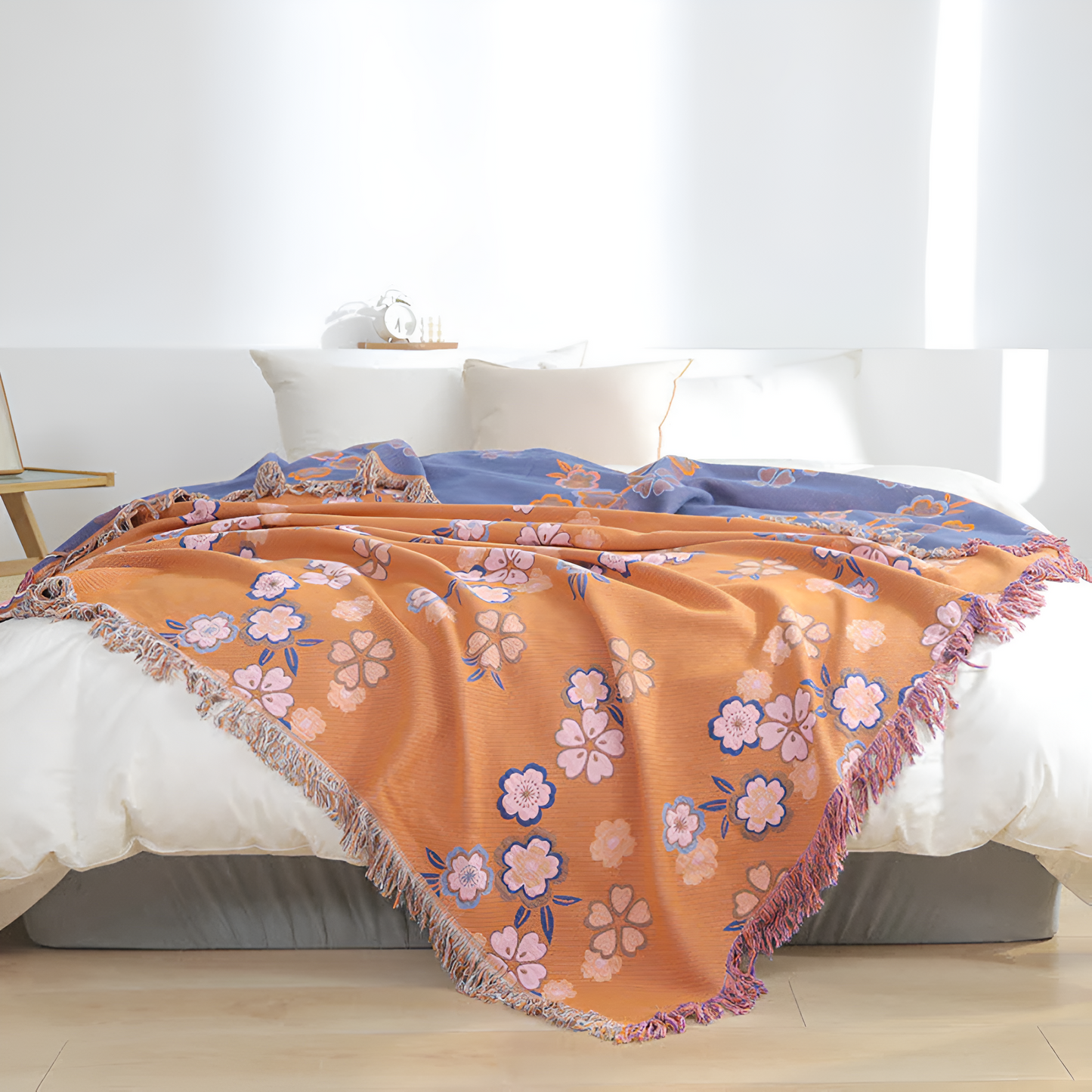 Soft Floral Tassel Blanket for All Seasons