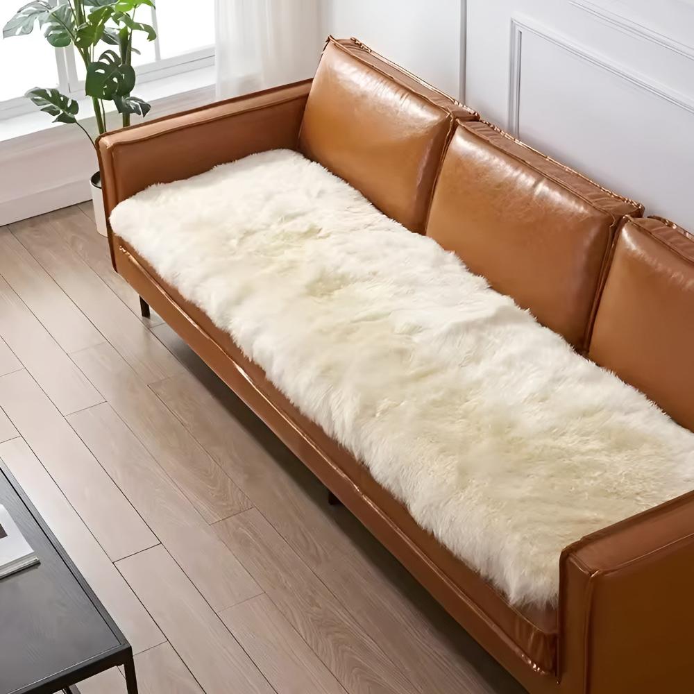 Plush Faux Fur Couch Cover with Anti-Slip Design