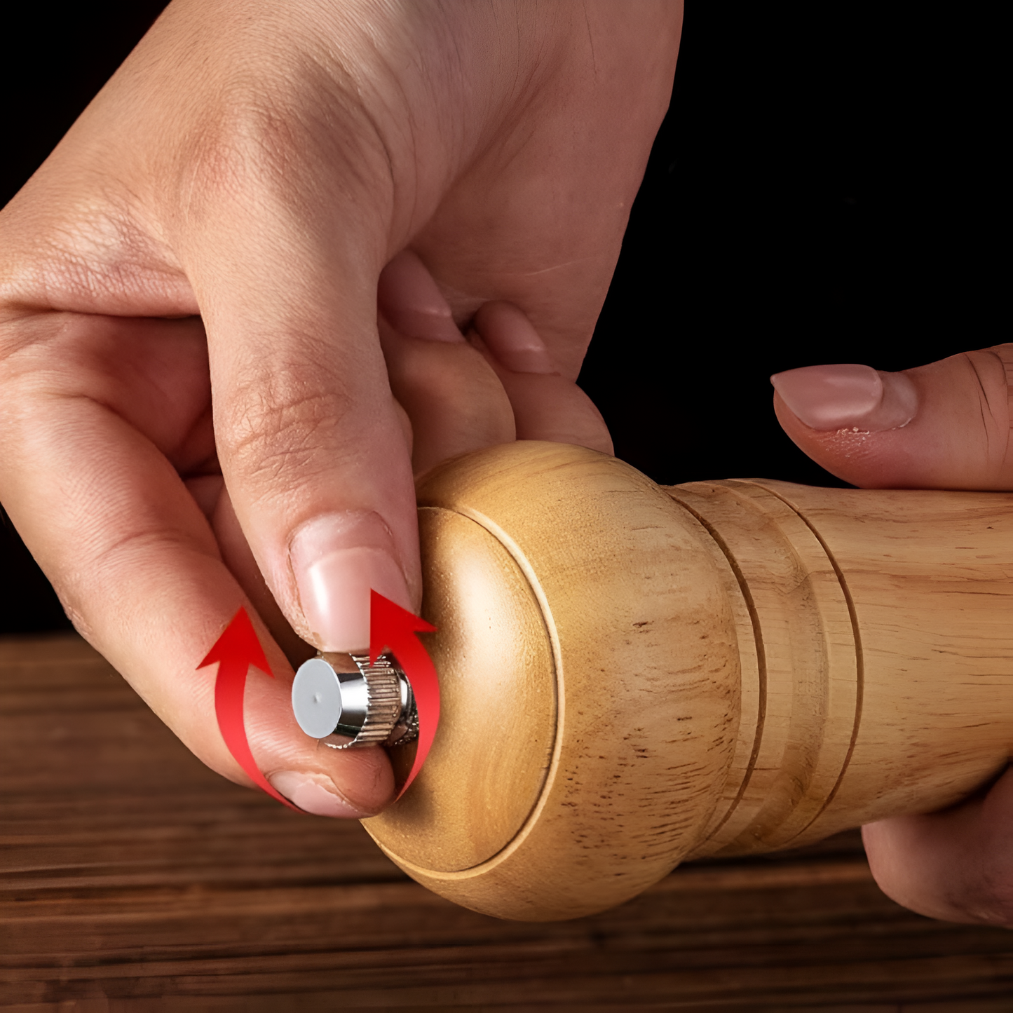 Rustic Oak Salt and Pepper Grinder Set with Adjustable Coarseness