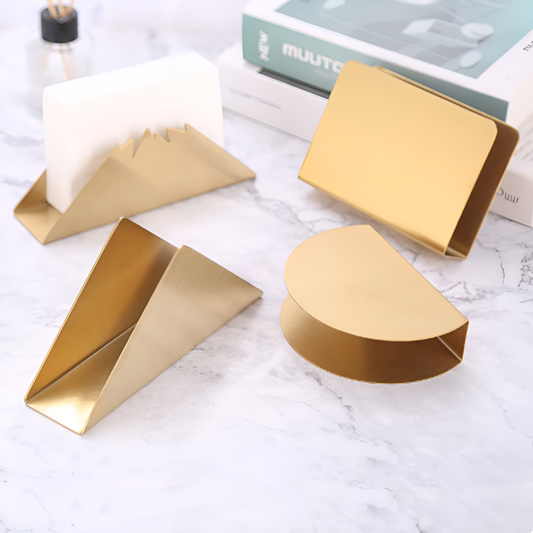 Gold Brass Metallic Napkin Holder with Stable Triangular Design