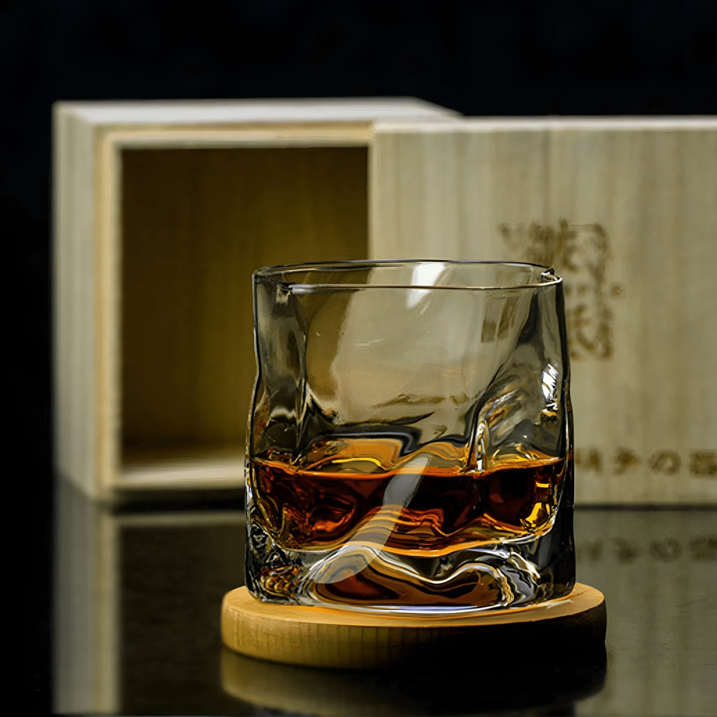 Edo Kiriko Hand-Cut Whiskey Glass with Unique Crumple Design