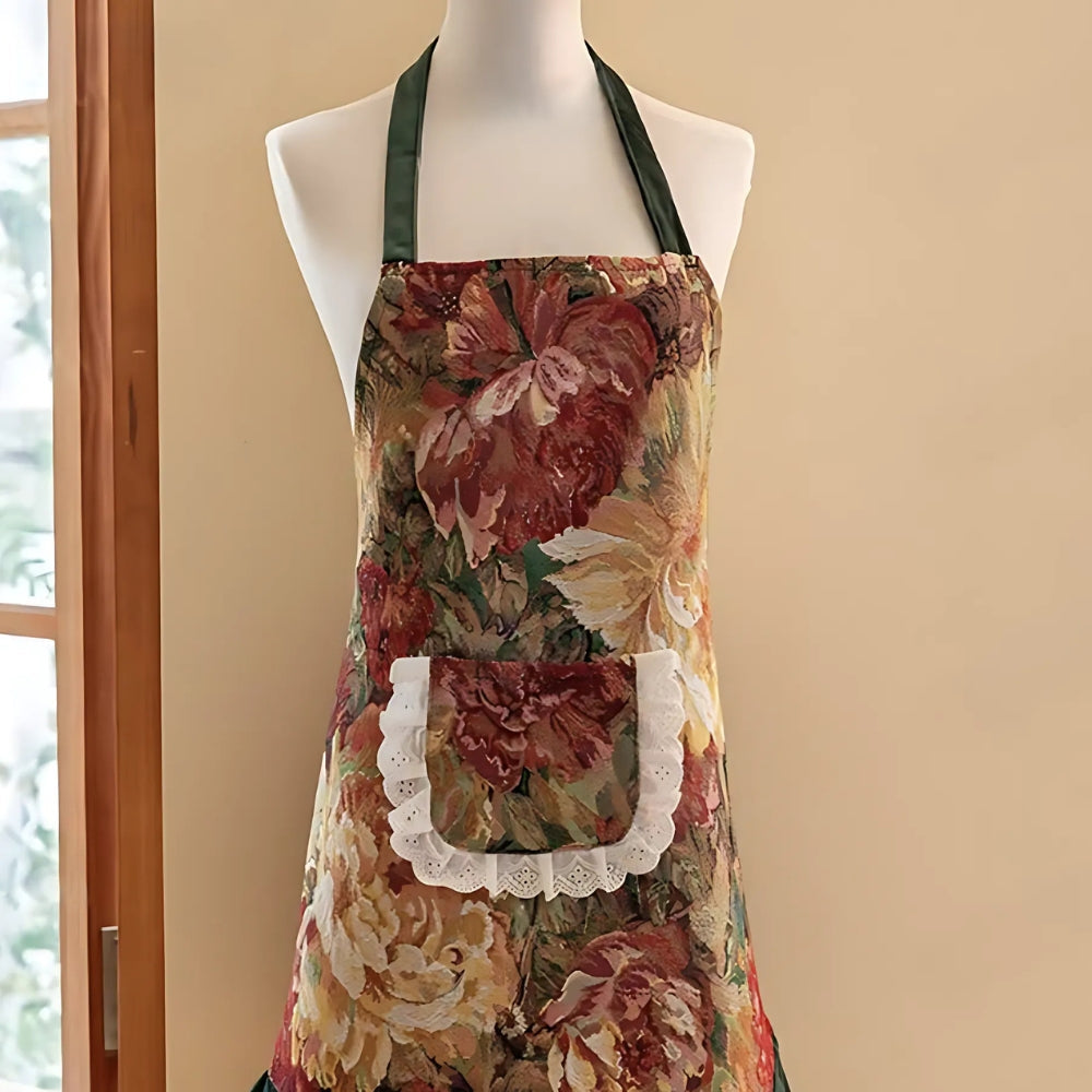 Oil-Proof Floral Cooking and Gardening Apron