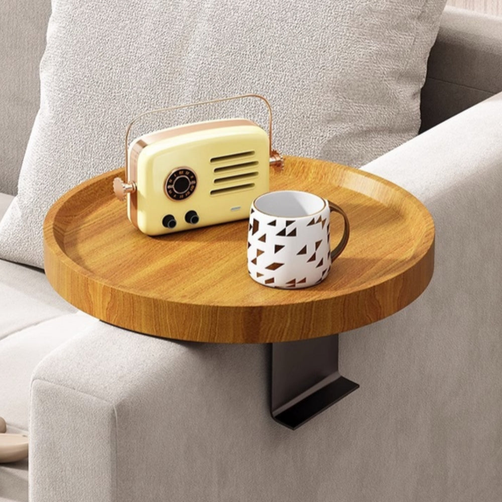 Walnut Clip-On Sofa Armrest Tray